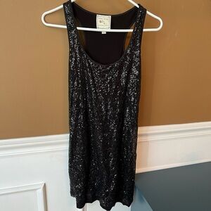 Pink Rose Women’s Elegant Black Top or Mini Dress Size Large Sequin Clubbing NYE